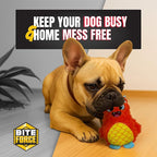 Bite Force - Durable & Strong Dog Toy Orange Monster with Squeaker, Kevlar-Reinforced for Aggressive Chewers.