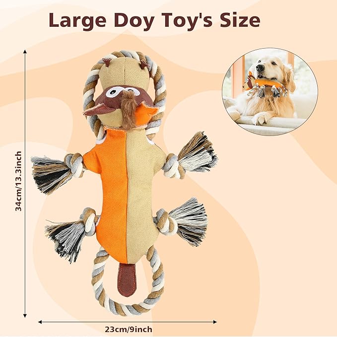 IOKHEIRA Dog Toys for Aggressive Chewers,Tough Indestructible Dog Toys,Squeaky Toys for Large Dogs, Chew Toys for Puppy Middle Big Pets-Donkey, Orange