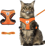 shudyear Summer cat Chest Harness and Leash, Anti-Escape Adjustable Soft mesh cat Leash and Chest Harness Set for All Types of Cats cat Vests (Size XL, Orange)