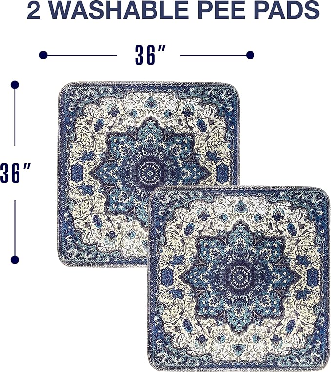 PUPIBOO Washable Pee Pads for Dogs and Cats - Super Absorbent Reusable Puppy Training Pads - 100% Waterproof, Leak-Proof & Non-Slip Whelping Pads for Pet Housebreaking