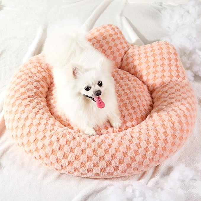 Waterproof Dog Beds for Medium Dogs, Removable and Washable Dog Bed, Cozy Soft Round Dog Bed with Waterproof Liner, Cute Donut Dog Bed for Indoor Cats ＆ Small Medium Dogs