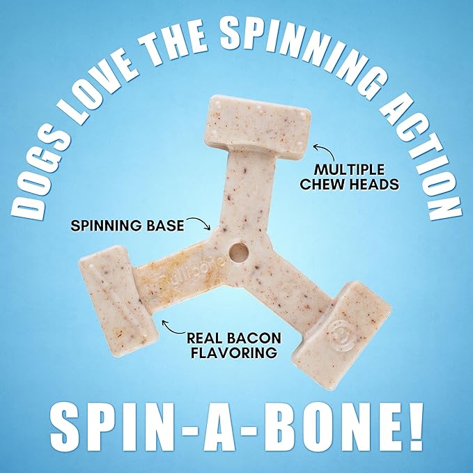 Bullibone Nylon Dog Chew Toy Spin-a-Bone - Interactive Dog Toy, Triggers Natural Instincts, and Improves Oral Health