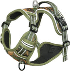 HEELE Dog Harness, No Pull Adjustable Padded Reflective Harness for Small Medium Large Dogs with Handle for Walking Training, Camo Green, L