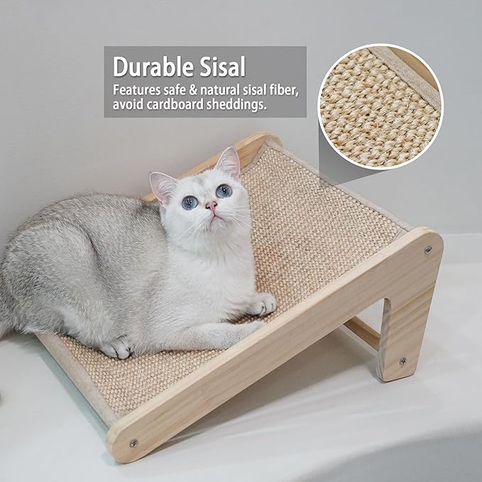PETKARAY Cat Scratcher, Sisal Cat Scratching Ramp, L Shape Cat Scratch Pad for Indoor Cats, Kitten Wall Furniture Protector Small