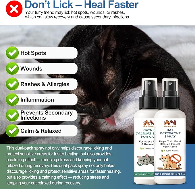 Cat Spray 2-Pack Furniture Saver Kit – 150ml Cat Deterrent Spray + Calming Catnip Spray – Anti-Scratch Training & Stress Relief Solution for Indoor Cats & Kittens