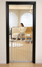 29"-57" Baby and Pet Safety Gate, 30" Tall Metal Walk-Thru Gate for Doorways & Stairs, Easy One-Hand Open, Dual Lock (Gray, 29" W x 30.5“H)