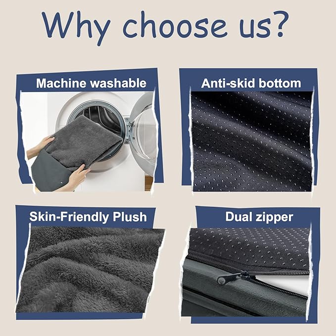 Orthopedic Dog Beds for Large Size Dogs, Waterproof Memory Foam Large Dog Bed with Bolster, Egg-Crate Foam Pet Couch Bed with Removable Washable Cover, Dark Grey