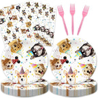 48Pcs Dog Pawty Birthday Party Decorations Dog Theme Party Decorations with Puppy Birthday Baby Shower Forks Plates and Napkins Supplies