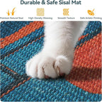 3-in-1 Sisal Cat Scratcher Mat 23.6x15.7'' – Floor & Wall Use with Sticker Tape, Protects Furniture, Couch & Carpet, Anti-Slip, Pet-Safe, Durable Scratch Rug Mat or Indoor/Outdoor Cats, Blue Silence
