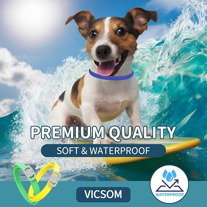 4 Pack Flea Collar for Dogs, Flea and Tick Collars for Dogs, 32 Months Flea and Tick Prevention for Dog, Dog Flea and Tick Treatment, Water-Resistant & Adjustable Flea Collar - Green&Yellow