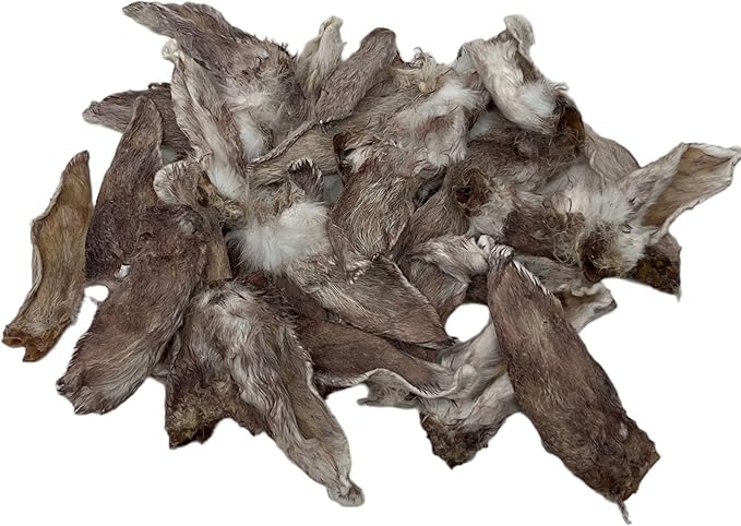 JACK'S PREMIUM Rabbit Ear Treat -Dehydrated Dog and Cat Treats - Whole Rabbit Ear with Fur - Single Ingredient - High Value