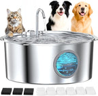 Pet Water Fountain for Large Dogs: Metal Dog Water Fountain - Silent Big Cat Fountains for Drinking - 3.2G/406oz/12L Water Fountain Dog Bowl Inside - GROOKPET Fountains with 6 Filters + 3 Sponges