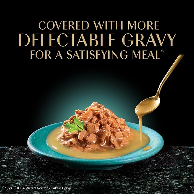 Sheba Gravy Indulgence Adult Wet Cat Food Whitefish Entree in Extra Gravy, 2.6 oz. Twin-Pack Trays (24 Count, 48 Servings)