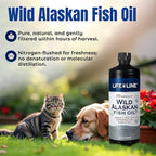 Life Line Pet Nutrition Wild Alaskan Fish Oil for Dogs and Cats 32oz – Omega 3 Fish Oil Supplement for Skin & Coat – Supports Brain, Eye & Heart Health in Dogs & Cats