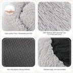 Dog Bed, Cat Calming Bed, Faux Fur Pillow Pet Donut Cuddler Round Plush Bed for Large Medium Small Dogs and Cats (Light Grey, 49.0" L x 38.0" W x 7.0" Th)