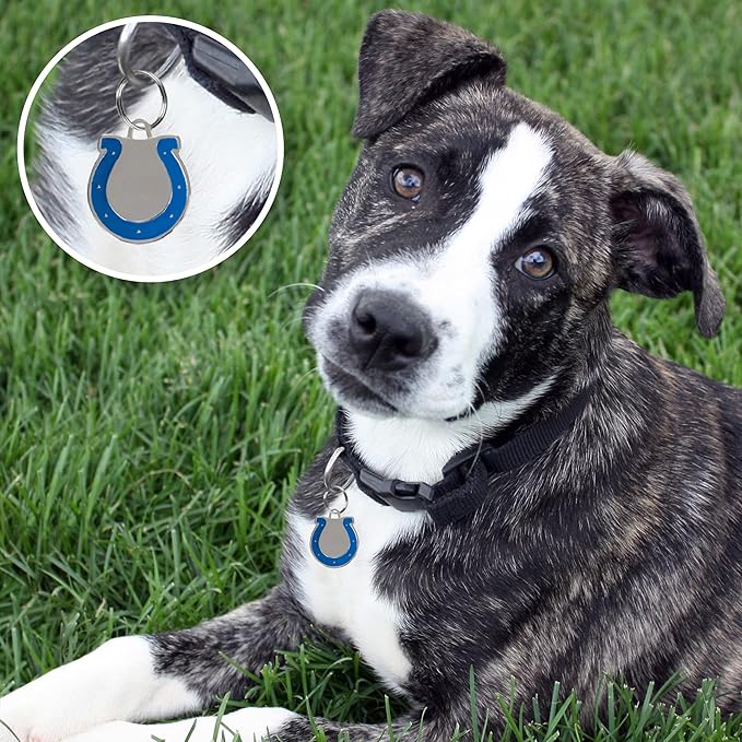 NFL Indianapolis Colts Engraving 32 Team Logo Pet ID Tags - Personalized Dog & Cat Tags with 3 Lines of Custom Text - Stainless Steel ID Tracking Tags