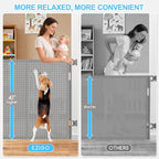 120 Inch Retractable Baby Gates Extra Wide, 41 Inch Reinforced Extra Tall Gate for Large Openings, Mesh Safety Gate for Kids Pets, Retractable Dog Gate for Stair Hallways Doorway Indoor Outdoor, Gray