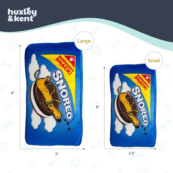 Huxley & Kent Funny Dog Toy w/Squeaker – Power Plush Squeaky Dog Toys for Small, Medium & Large Dogs – Soft Stuffed Animal for Indoor Play & Fetch - Snoreo Cookies, Small