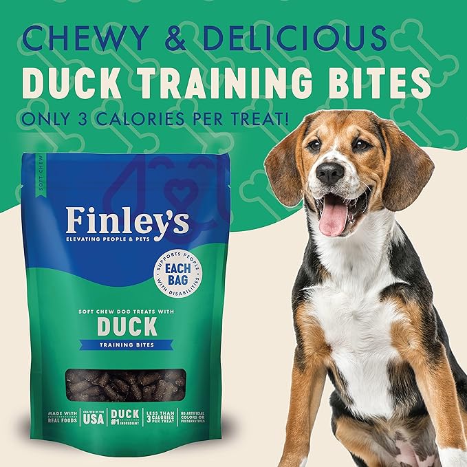 Finley's Soft Chew Dog Treat Training Bites Treats for Dogs Made in USA | Duck Recipe | All-Natural Protein Wheat Free Dog Treats | Healthy Dog Treat Bags | No Preservatives, 16 Ounce (Pack of 6)