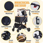 Pet Stroller for Small Medium Dogs, Lightweight Small Dog Stroller for Dogs Cats with 6 Shock Absorption System, Detachable Carrier Suitable for Car Seat & Hand Carry, Safe Outings