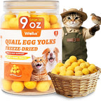 Wellix 9oz Freeze Dried Quail Eggs for Cats&Dog Treats - High-Protein Freeze Dried Quail Egg Yolk Cat Treats for Skin&Coat Health - Delicious Training Snacks for Puppy,Kitten Treat
