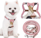Puppytie No Pull xs Dog Harness with Multifunction Dog Leash,Soft Adjustable No Choke Escape Proof Pet Harness Vest,Suede Bow Pink,XS