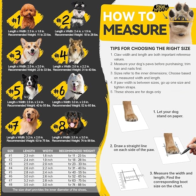 Dog Shoes for Large Small Medium Dogs,Dog Booties for Indoor Hardfloors Anti-Slip,Reflective Strip Waterproof Dog Boots & Paw Protectors for Outdoor Walking Hot Pavement,Winter Snow (Black-8)