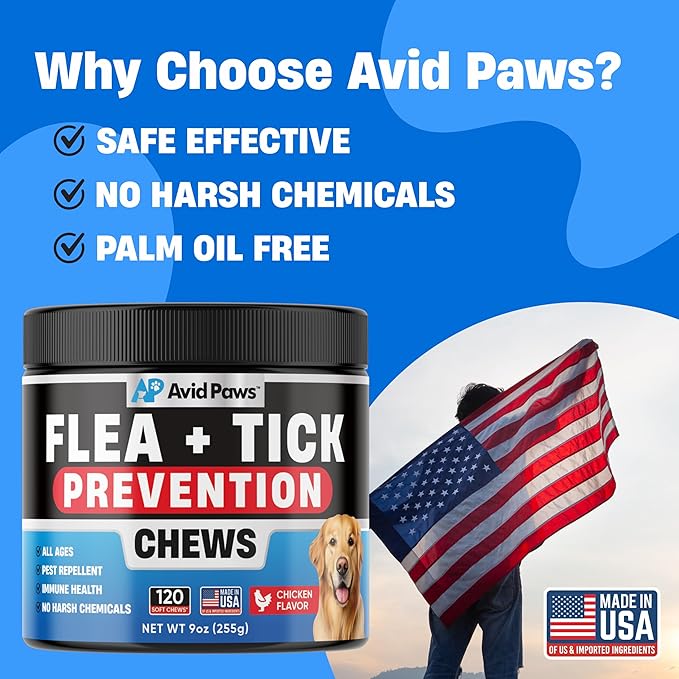 Natural Flea and Tick Prevention for Dogs - Dog Flea and Tick Treatment Chewable - Safe Flea Treatment Dogs of All Breeds & Ages - Flea Chews for Dogs - Flea Pills for Dogs for Dog Flea & Tick Control