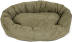 Majestic Pet 24 Inch Suede Calming Dog Bed Washable 24x19x7 (Inch) – Cozy Soft Round Donut Dog Bed with Spine Support for Dogs to Rest Their Head - Pet Bed Small – Sage