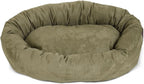 Majestic Pet 32 Inch Suede Calming Dog Bed Washable 32x23x7 (Inch) – Cozy Soft Round Donut Dog Bed with Spine Support for Dogs to Rest Their Head - Pet Bed Medium – Sage