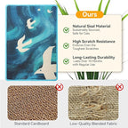 3-in-1 Sisal Cat Scratcher Mat 23.6x15.7'' Protects Carpet Couch & Furniture with Sticker Tape, Floor & Wall Cat Scratching Pad, Anti-Slip, Durable for Indoor Outdoor Cats (Blue Skyward)