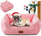 Rectangle Dog Bed for Large Medium Pets Indoor Outdoor With Removable Mat,Machine Washable Sleeping Sofa Non-Slip Bottom Breathable Soft Puppy Bed Durable Orthopedic Calming Pet Cuddler (Medium, Pink)