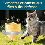 Flea and Tick Collar for Cats 2 Pack, 12 Months of Cat Flea Collar Protection 2 Collars Made with Premium Plant Based Essential Oil Waterproof and Natural Treatment Prevention Free Comb
