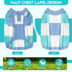 Pullover Dog Sweater,Half Chest Lapel Design Pet Sweaters for Dogs Boys or Girls,Pet Knitted Dog Clothes,Pet Clothing,Suitable for Various Sizes or Breeds Dogs Sweaters(Blue Group,M)