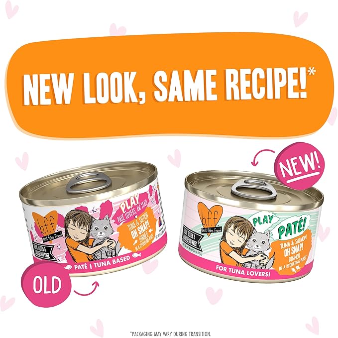 B.F.F. Play - Best Feline Friend Paté Lovers, Aw Yeah!, Tuna & Salmon Oh Snap! with Tuna & Salmon, 2.8oz Can (Pack of 12)