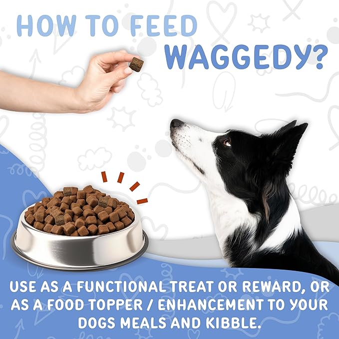 waggedy Calm with Melatonin - Calming Chews for Dogs to Manage Stress & Anxiety Relief — Pet Calming Treats for Travel, Fireworks & Separation — Dog Supplements & Vitamins (60 Chews)