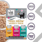 I and love and you Feed Meow Variety Pack - Salmon, Chicken, Tuna - Grain Free, Shredded, No Fillers 3oz Pack of 12