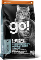 Go! Solutions Digestion + Gut Health, Dry Cat Food, Chicken Recipe with Ancient Grains, 12 lb Bag