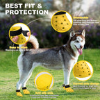 Dog Shoes Breathable Dog Shoe for Hot Pavement, Dog Booties and Paw Protectors, Non-Slip Waterproof Dog Sandals Boots (Yellow+Black, L: (3.1’’x2.5'')(L*W))