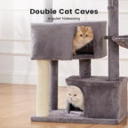 Gardner Pet 41" Tall Cat Tree for Large Cats, Heavy Duty Cat Tower with 3.2in Posts & Washable Top Perches, Space-Saving Cat Furniture with Replaceable Natural Sisal for Apartments, Easy to Assembly