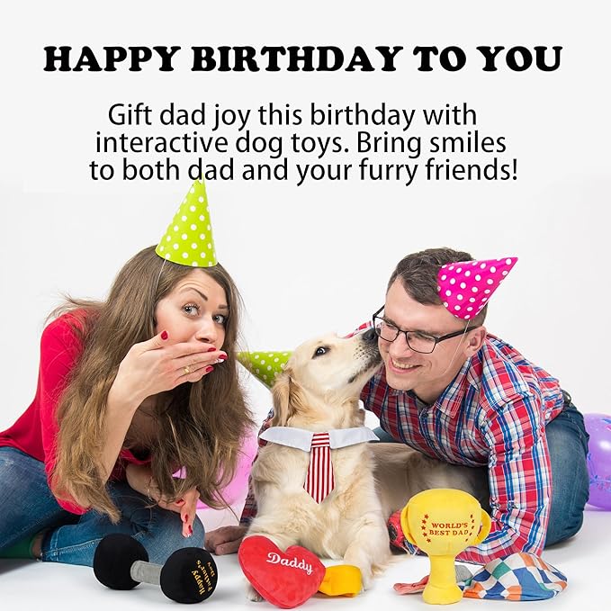 Nocciola 5 PCS Father's Day Dog Toys, Fun Squeaky Dog Toy for Small Medium Breed, Puppy Puzzle Dog Toy to Keep Them Busy