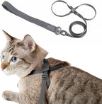 Cat Harness and Leash 2-in-1, Escape Proof Anti-Chocking Harness Adjustable Lighweight Leash for Walking Outoor Training for Kitten Small Large Cats Puppy, US IDA Bronze Award (Space Gray)