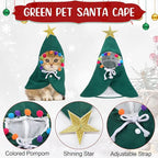 3 Pieces Christmas Pet Costumes Outfit Set Includes Puppy Cat Cloak with Star and Pompoms Kitten Dog Antlers Headband Pet Reindeer Headwear Cat Santa Cape with Bell Pet Costume Accessories (Small)