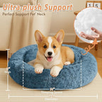 JOLLYVOGUE Calming Dog & Cat Bed for Small Dogs, Anti-Anxiety Donut Cuddler Cozy Soft Round Bed with Anti-Slip Bottom, Fluffy Faux Fur Plush Cushion Beds for Small Medium Pets (23")