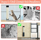 Cat Scratching Post Wall Mounted 2 Pack Cage Mount Cat Scratcher 2-in-1 Natural Sisal Kitty Scratch Posts with Self Groomer Massager for Scratch and Climbing 15.7x2.7in (White)