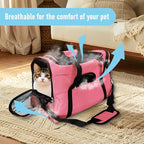 Expandable Cat Carrier for Travel, Soft-Sided Pet Carrier for Cats and Small Dogs, Airline Approved, Comfortable & Breathable Cat Carrying Bag with Adjustable Strap for Daily Use & Airplane(Pink)