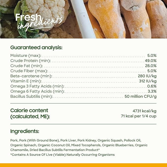 smallbatch Freeze Dried Dog Treats, Superfood Food Topper Pork Bites for Dogs & Cats, Probiotics, Organic Ingredients, High Protein, Grain Free Healthy Treat & Food Topper, Made in The USA, 7 oz Bag