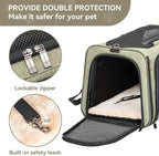 Petsfit Expandable Cat Dog Carrier Airline Approved, 17" L x 11" W x 11" H Soft-Sided Portable Pet Travel Carrier for Kitten, Puppy, Removable Soft Plush Mat and Pockets, Auto-Locking Zippers