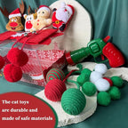17Pcs Christmas Cat Toys Interactive Cat Toys Christmas Countdown Christmas Kitten Gift Indoor Interactive Cat Gift Set Toy with Hairball Launcher, Balls