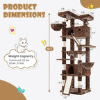 SHA CERLIN 81in Multi-Level Tall Cat Tree Tower for Indoor Kitties/Larger Cat Condo Furniture with Hammock/Cozy Pussycat Perches/Sisal Scratching Posts/Pet House/Wide Base/Leopard Print